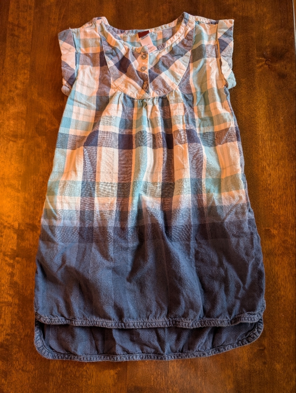 Tea Collection Plaid Blue Ombre Cap-Sleeve Tunic Dress/ Girl Size 5